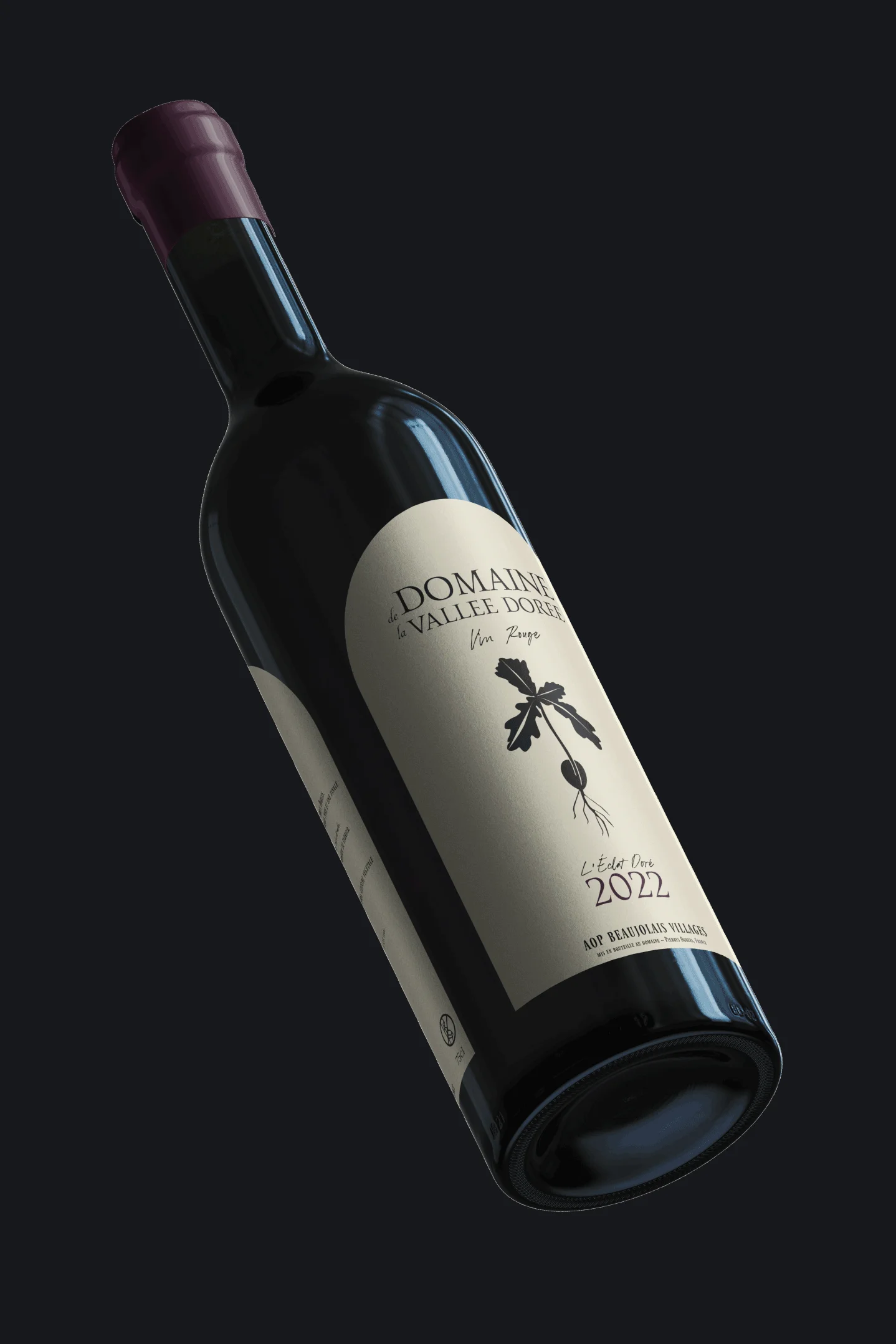 Bouteille de vin rouge 'L'Éclat Doré' 2022 du Domaine de la Vallée Dorée, AOP Beaujolais Villages.